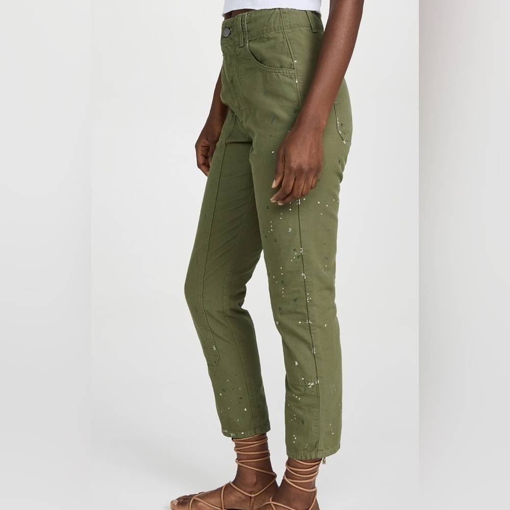 Veronica Beard Arya Twill Carpenter Pants Green Paint Splatter Size 28 NWT - Picture 7 of 12
